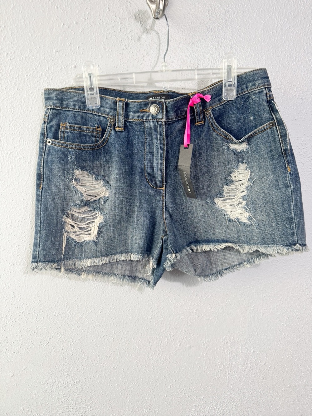 I Heart Ronson Distressed Denim Shorts in Blue NWT size 4